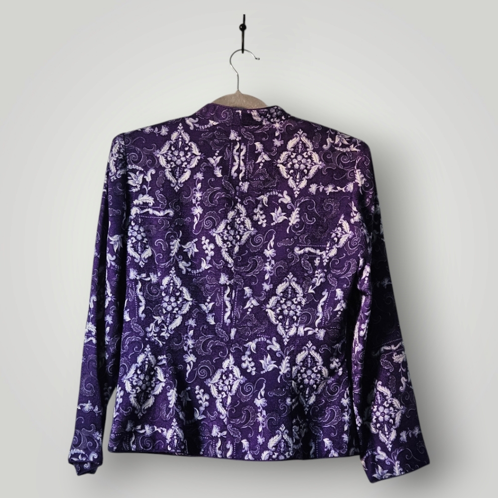 Alfred Dunner Purple Blazer with Floral Print - Picture 2 of 7